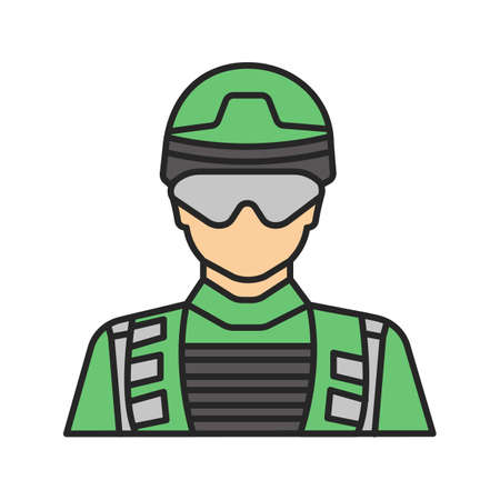 Soldier color icon. Military man. Isolated vector illustration.のイラスト素材