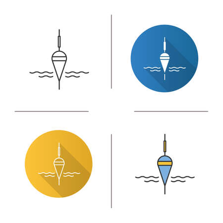Fishing float icon. Flat design, linear and color styles. Bobber. Angling equipment. Isolated vector illustrationsのイラスト素材