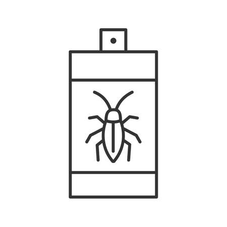Roaches bait linear icon. Cockroach repellent spray. Pest control. Thin line illustration. Contour symbol. Vector isolated outline drawingのイラスト素材