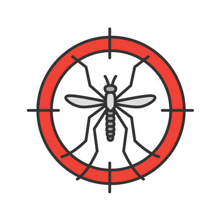Mosquitoes target color icon. Anti-insect repellent. Isolated vector illustrationのイラスト素材