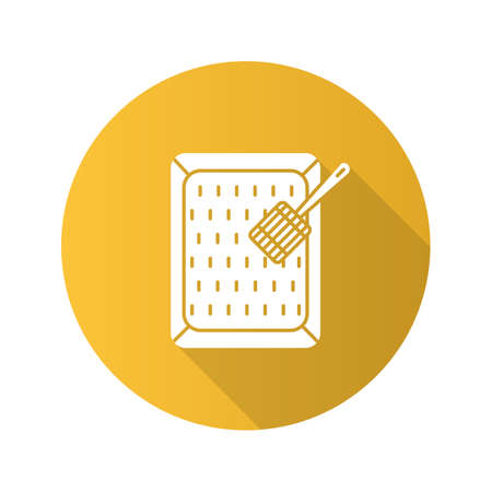 Cat's litter box flat design long shadow glyph icon. Pet toilet. Vector silhouette illustrationのイラスト素材