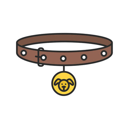 Dog's neck collar color icon.