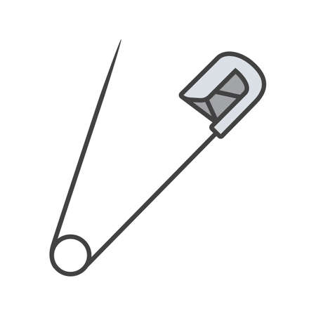 Safety pin color icon. Isolated vector illustrationのイラスト素材