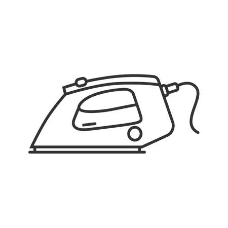 Steam iron linear icon. Thin line illustration. Contour symbol. Vector isolated outline drawing.のイラスト素材