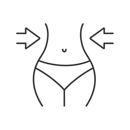 Weight loss linear icon. Thin line illustration. Thin waist. Slimming contour symbol. Vector isolated outline drawingのイラスト素材