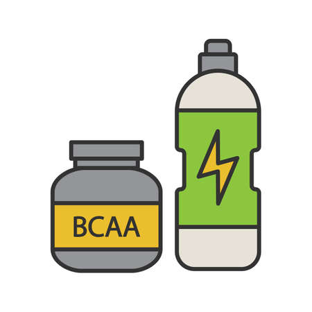 BCAA supplement color icon. Whey protein. Sports nutrition. Isolated vector illustrationのイラスト素材
