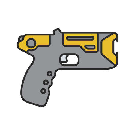 Taser color icon. Incapacitating gun. Electroshock weapon. Isolated vector illustration.のイラスト素材
