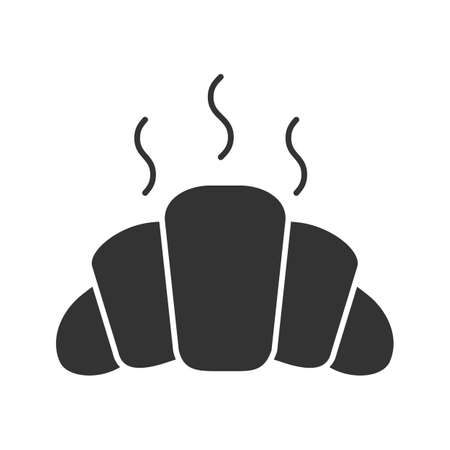 Fresh croissant glyph icon. Crescent roll. Silhouette symbol. Negative space. Vector isolated illustrationのイラスト素材