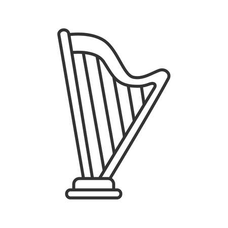 Harp linear icon. Thin line illustration. Contour symbol. Vector isolated outline drawingのイラスト素材