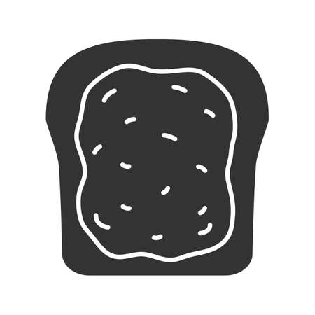Toast with jam or butter glyph icon. Breakfast. Silhouette symbol. Negative space. Vector isolated illustrationのイラスト素材