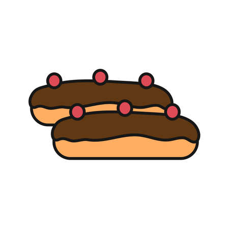 Eclair cake color icon. Isolated vector illustrationのイラスト素材