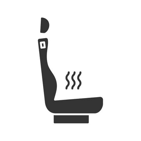 Heated car seat glyph icon. Seat warmer. Silhouette symbol. Negative space. Vector isolated illustrationのイラスト素材