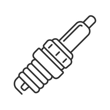 Car spark plug linear icon. Thin line illustration. Contour symbol. Vector isolated outline drawingのイラスト素材
