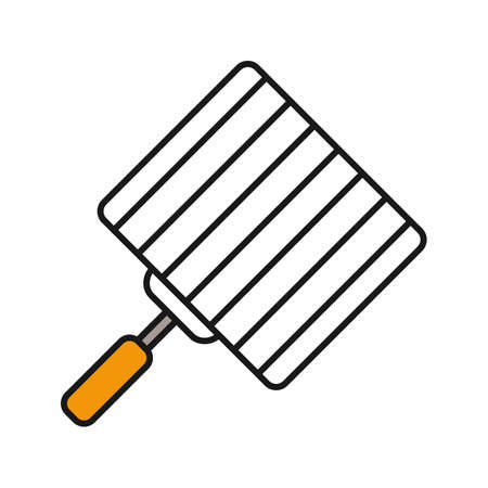 Hand grill color icon. Barbecue grid. Grilling basket. Isolated vector illustrationのイラスト素材