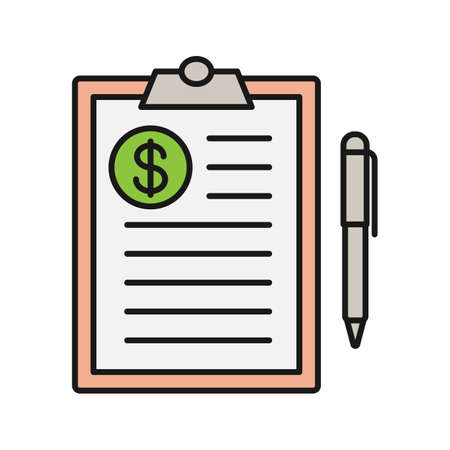 Business contract color icon. Credit information. Loan. Isolated vector illustrationのイラスト素材
