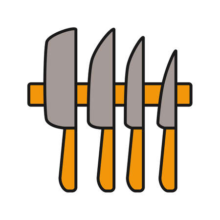 Knives set color icon. Isolated vector illustrationのイラスト素材