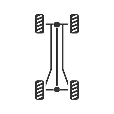Car chassis frame glyph icon. Silhouette symbol. Negative space. Vector isolated illustrationのイラスト素材