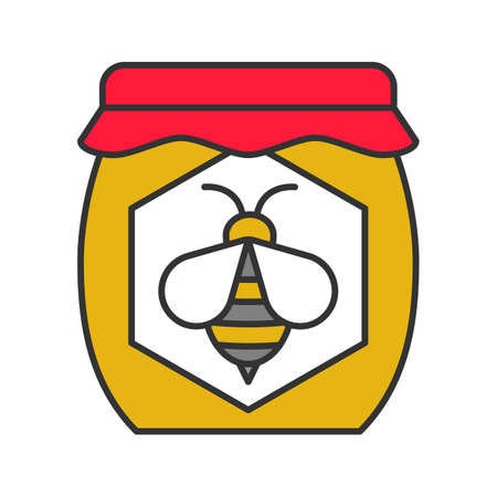 Honey jar color icon. Isolated vector illustrationのイラスト素材