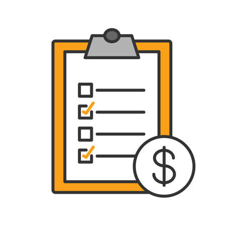 Service list with dollar sign color icon. Invoice. Business document. Isolated vector illustrationのイラスト素材