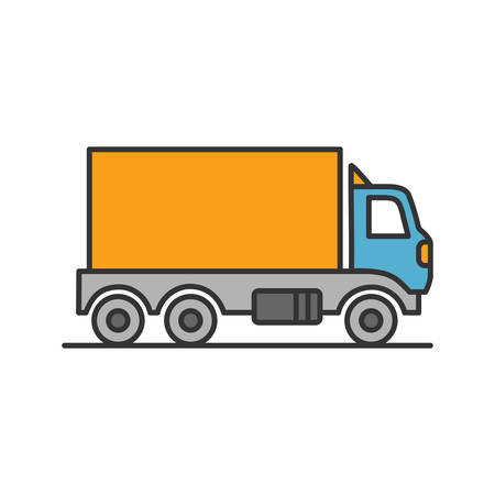 Delivery truck color icon. Freight transport. Isolated vector illustrationのイラスト素材