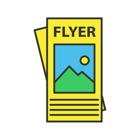 Flyer mockup color icon. Leaflet template. Isolated vector illustrationのイラスト素材
