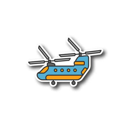 Military helicopter patch. Color sticker. Vector isolated illustrationのイラスト素材