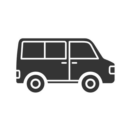 Minibus glyph icon. Minivan. Family car. Silhouette symbol. Negative space. Vector isolated illustrationのイラスト素材