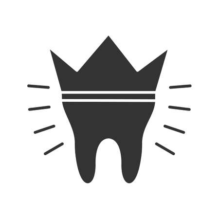 Dental crown glyph icon. Tooth restoration. Silhouette symbol. Negative space. Vector isolated illustrationのイラスト素材