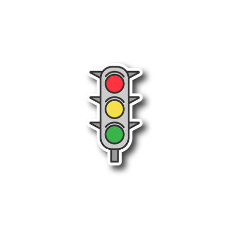 Traffic lights patch. Traffic semaphore. Stop lights. Color sticker. Vector isolated illustrationのイラスト素材