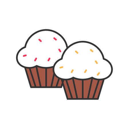 Cupcakes color icon. Muffins. Isolated vector illustrationのイラスト素材