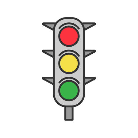 Traffic lights color icon. Traffic semaphore. Stop lights. Isolated vector illustrationのイラスト素材