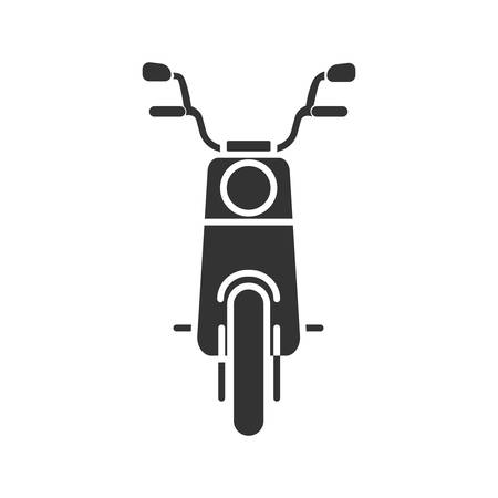 Scooter in front view glyph icon. Silhouette symbol. Motorbike. Negative space. Vector isolated illustrationのイラスト素材