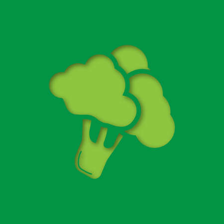 Broccoli branch paper cut out icon. Cauliflower. Vector silhouette isolated illustrationのイラスト素材