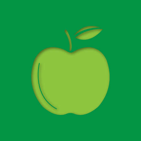 Apple fruit paper cut out icon. Healthy nutrition. Vector silhouette isolated illustrationのイラスト素材