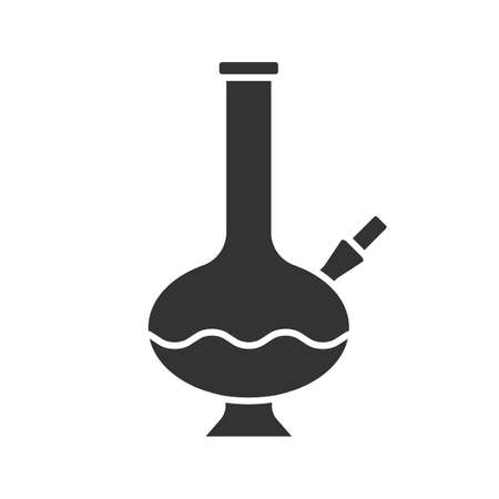 Bong glyph icon. Marijuana water pipe. Silhouette symbol. Negative space. Vector isolated...
