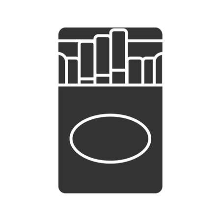 Open cigarette pack glyph icon. Smoking. Silhouette symbol. Negative space. Vector isolated illustrationのイラスト素材