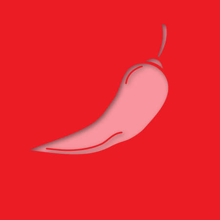 Red hot chili pepper paper cut out icon. Cayenne pepper. Vector silhouette isolated illustrationのイラスト素材