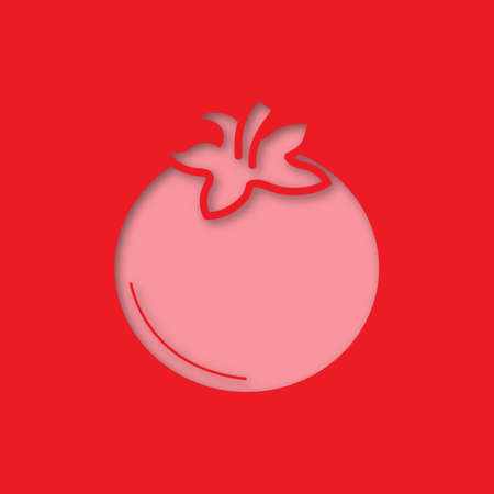 Tomato paper cut out icon. Vector silhouette isolated illustrationのイラスト素材