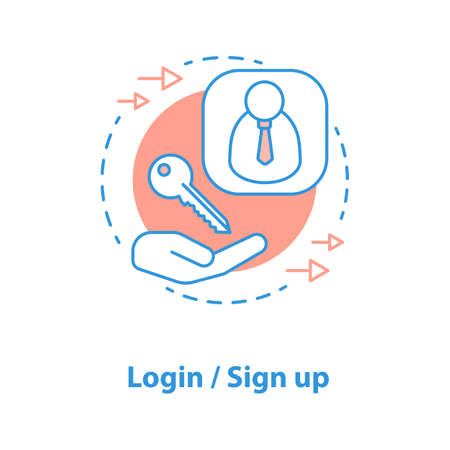 Login concept icon. Authorisation idea thin line illustration. User's account.のイラスト素材