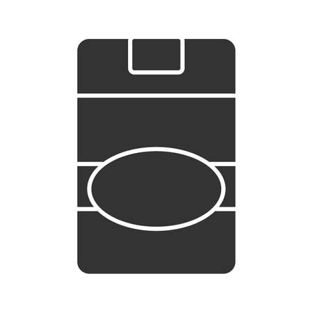 Closed cigarette pack glyph icon. Smoking. Silhouette symbol. Negative space. Vector isolated illustrationのイラスト素材