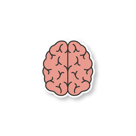 Human brain patch. Color sticker. Nervous system organ. Vector isolated illustrationのイラスト素材