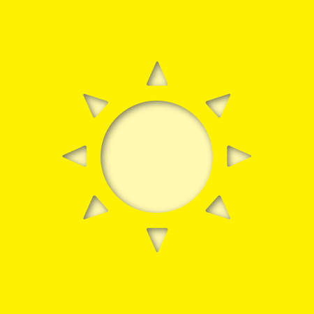 Sun paper cut out icon. Sunlight. Vector silhouette isolated illustrationのイラスト素材