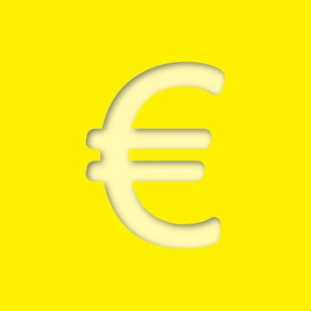 Euro sign paper cut out icon. Vector silhouette isolated illustrationのイラスト素材