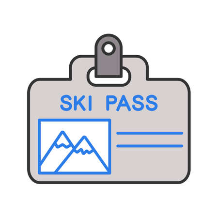Ski pass badge color icon. Lift ticket. Isolated vector illustrationのイラスト素材