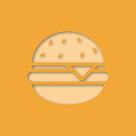 Cheeseburger paper cut out icon. Sandwich, burger. Vector silhouette isolated illustrationのイラスト素材