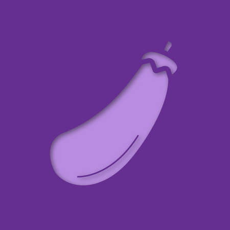Eggplant paper cut out icon. Aubergine. Vector silhouette isolated illustrationのイラスト素材