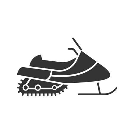 Snowmobile glyph icon. Motor sled. Silhouette symbol. Negative space. Vector isolated illustrationのイラスト素材