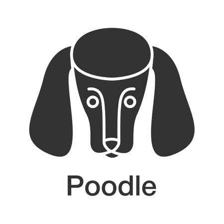 Poodle glyph icon. Silhouette symbol. Negative space. Vector isolated illustrationのイラスト素材