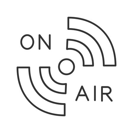 Radio signal linear icon. Thin line illustration. On air. Hotspot. Contour symbol.のイラスト素材