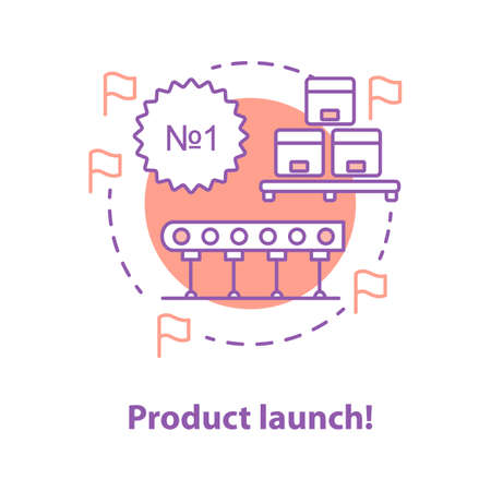 Product launch concept icon. Realized project idea thin line illustration.のイラスト素材